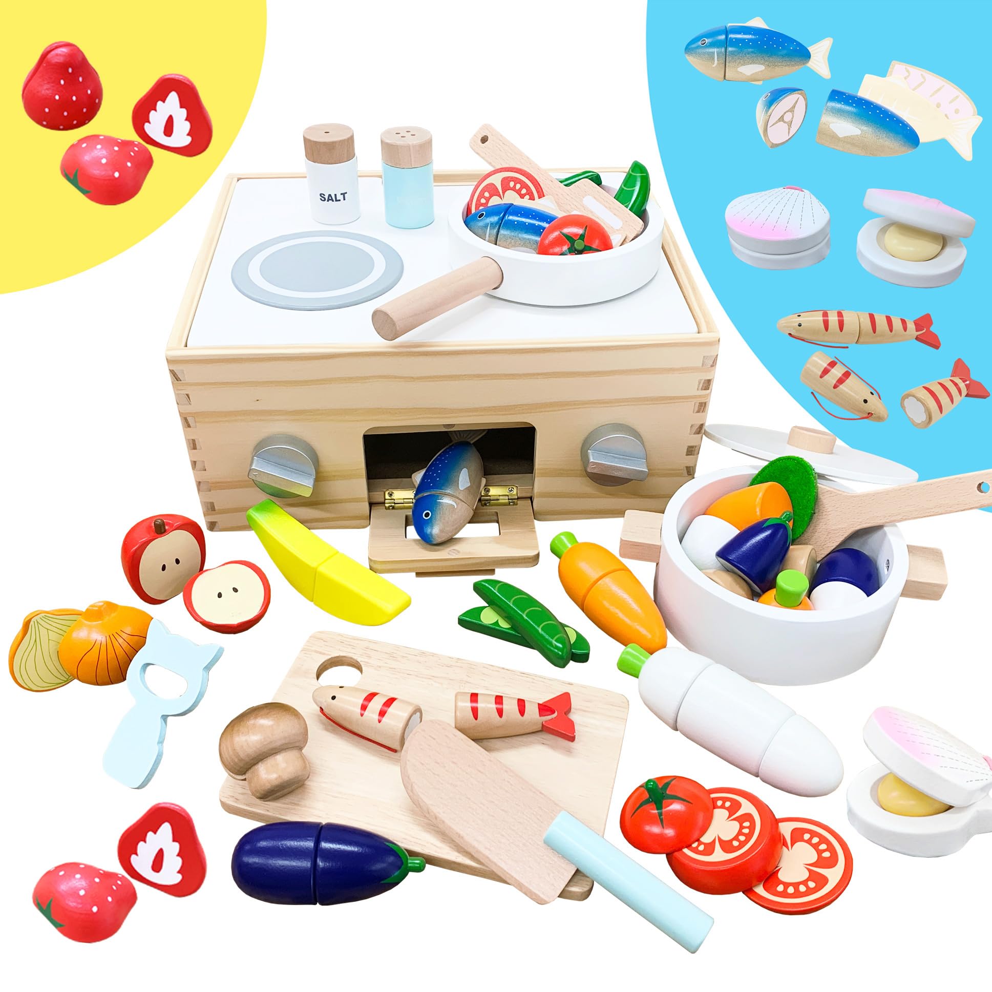 Amazon | Sweet Little Chef おままごと キッチン 木製 磁石 埋込式